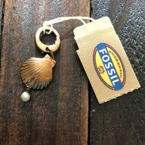 Fossil Charm - Sea Shell with Pearl